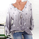 Summer Women Clothing 2019 Stars Print Chiffon Blouse Casual Long-sleeved Shirt Blusas Women Loose Plus Size Tunic