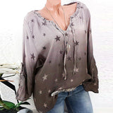 Summer Women Clothing 2019 Stars Print Chiffon Blouse Casual Long-sleeved Shirt Blusas Women Loose Plus Size Tunic