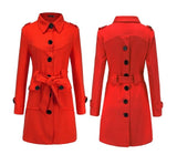 elegant Long Women coat lapel  2 pockets belted Jackets solid color coats Female Outerwear coat Women Winter warm Casual Jackets