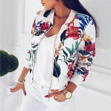 8 Colors Bomber Basic Jacket Women Zipper Long Sleeve Outwear Casual Tops Female Coat Kimono Basic Bomber Jacket Women Floral