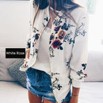 8 Colors Bomber Basic Jacket Women Zipper Long Sleeve Outwear Casual Tops Female Coat Kimono Basic Bomber Jacket Women Floral