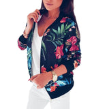 8 Colors Bomber Basic Jacket Women Zipper Long Sleeve Outwear Casual Tops Female Coat Kimono Basic Bomber Jacket Women Floral