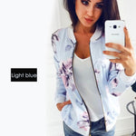 8 Colors Bomber Basic Jacket Women Zipper Long Sleeve Outwear Casual Tops Female Coat Kimono Basic Bomber Jacket Women Floral