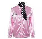 Pink Lady Retro Vintage Women Girl 50s Jacket Women Fancy Grease Costume Cheerleader Baseball Jacket Hallowmas Christmas+silk